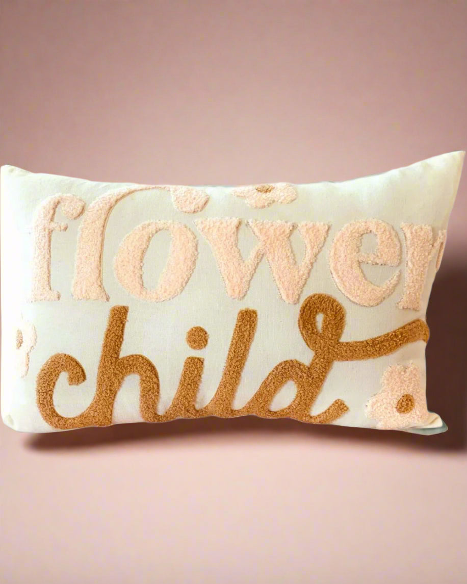 Flowerchild Cushion Canvas Hooked Cotton 35cm x 50cm