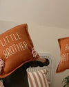 Little Brother Cushion Rust Ivory Embroidery with Big Brother Cushion