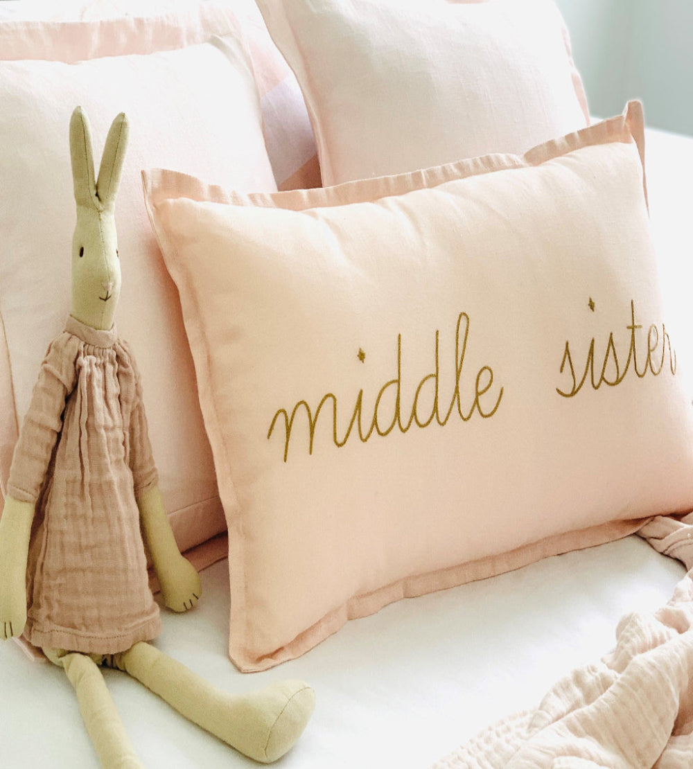 Middle Sister Linen cushion embroidery  30x50cm 