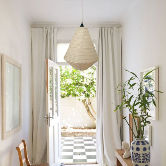 Snow White linen diamond shaped linen light.