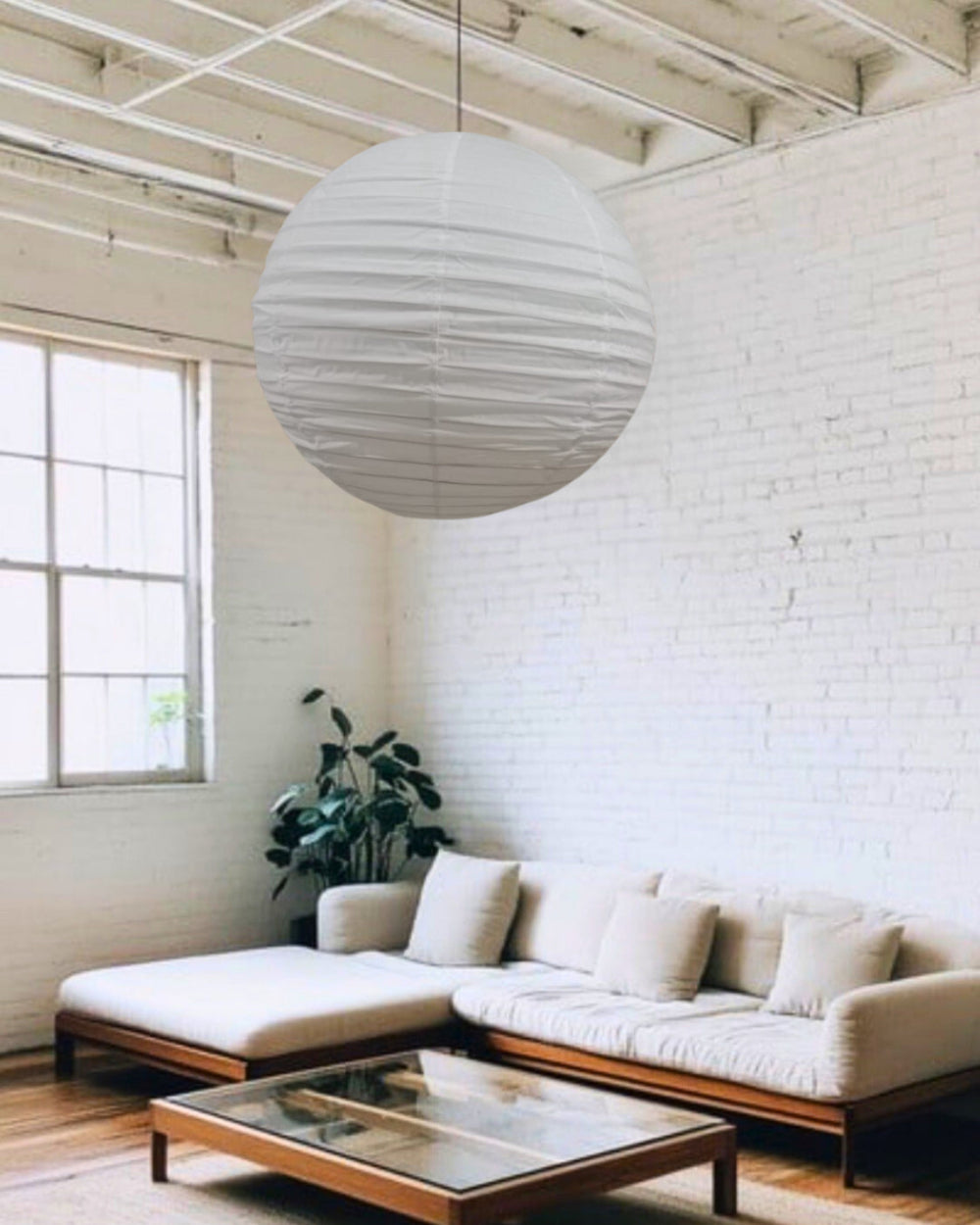 Handmade Organic cotton white linen pendant light shade.