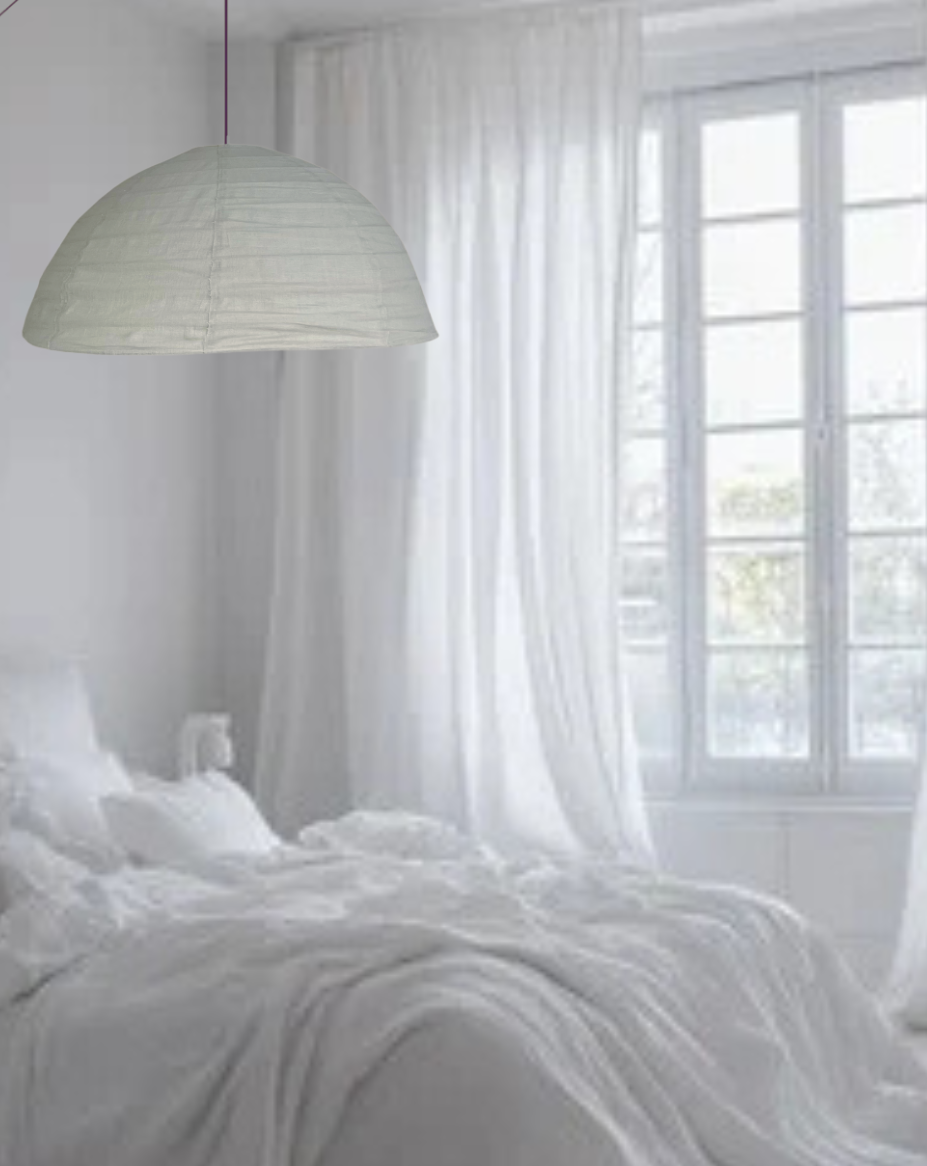 Green Tea dome linen pendant light shade.
