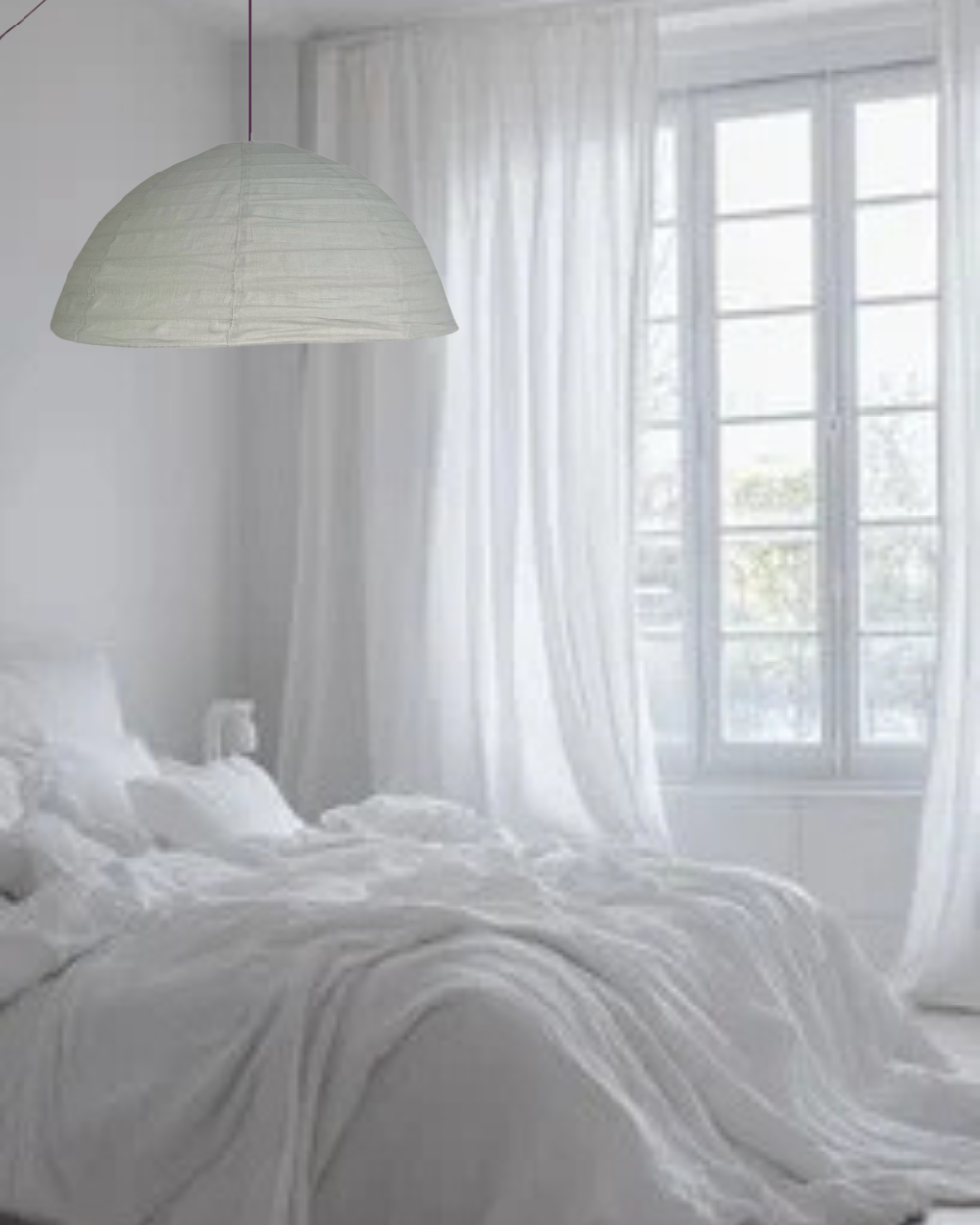Green Tea dome linen pendant light shade.