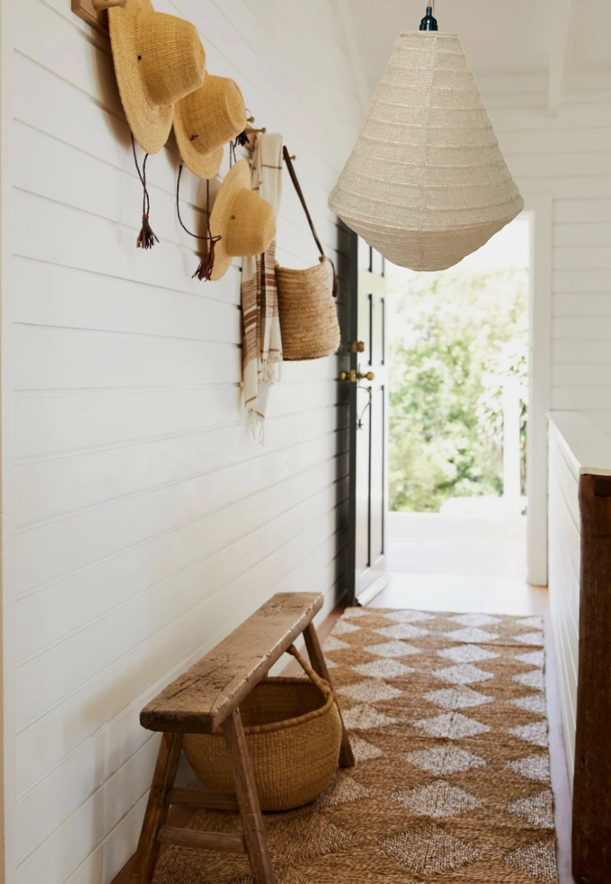 Linen Organic light pendant warm white.