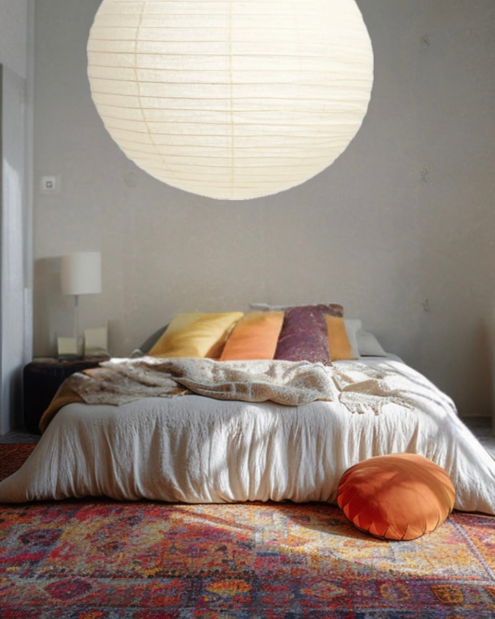 Round 60cm linen pendant light shade.