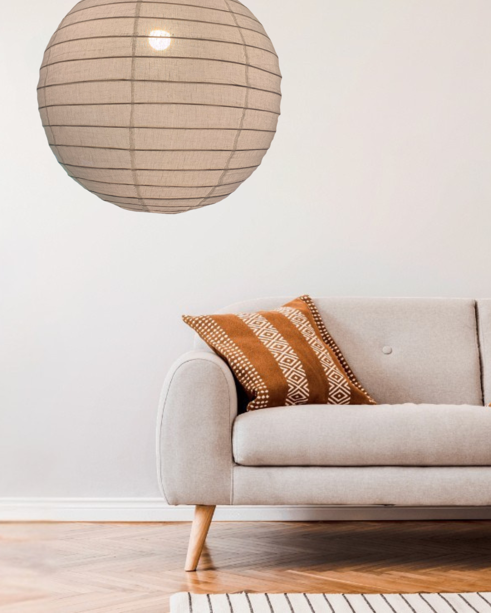 Round linen light shade 60cm warm white