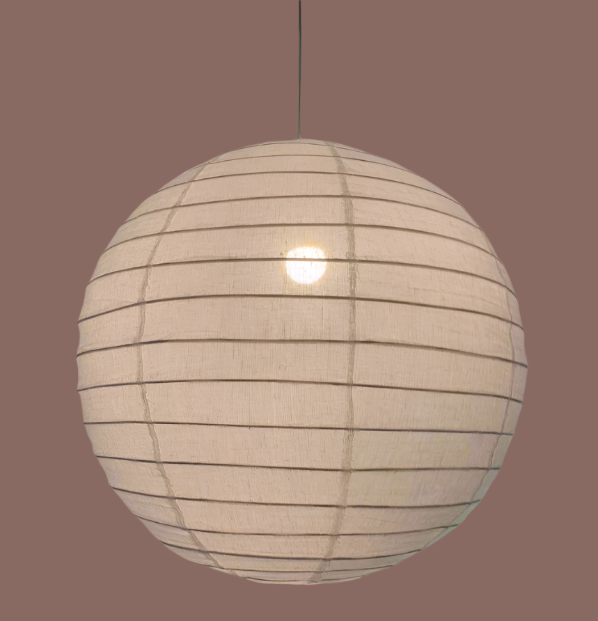 Warm white round linen organic fabric light shade