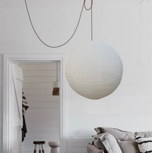 Linen pendant shade round 60cm warm white