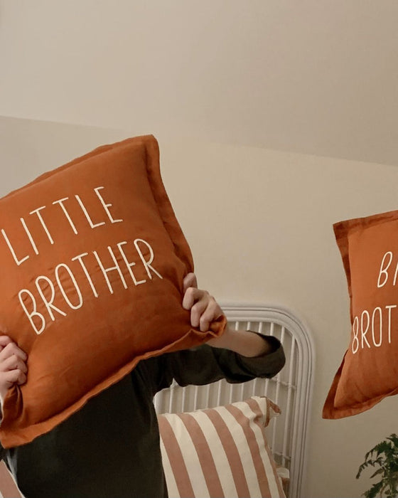 Little Brother Cushion -  Bran /  Embroidered Design