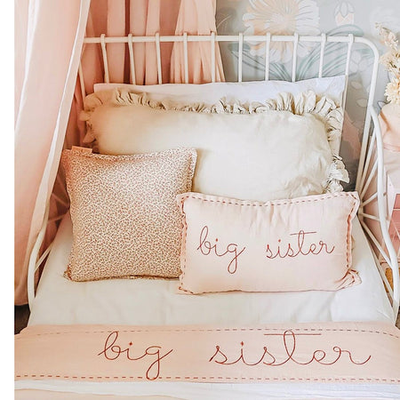Big Sister Flat Bed Sheet with hand stitched Embroidery