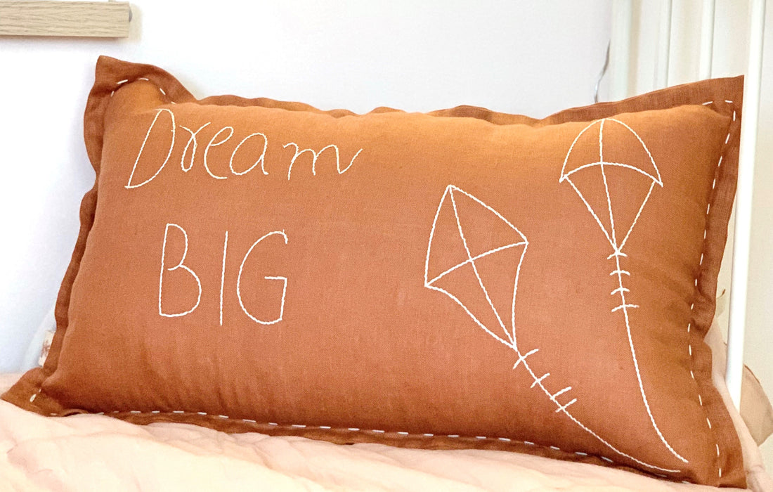 Dream Big Cushion Rust and Ivory 30cm x 50cm