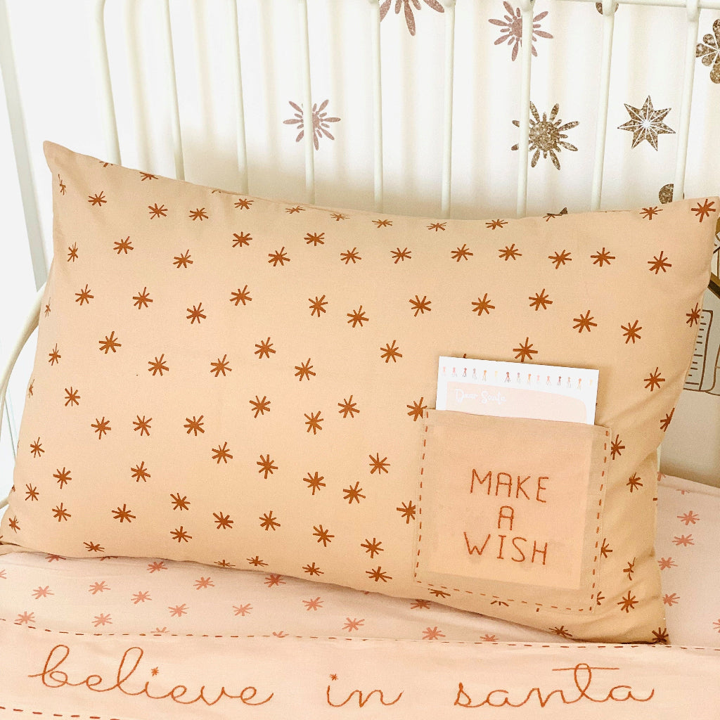 Make A Wish Pillowcase Tan and Brown Little Nordic Sol
