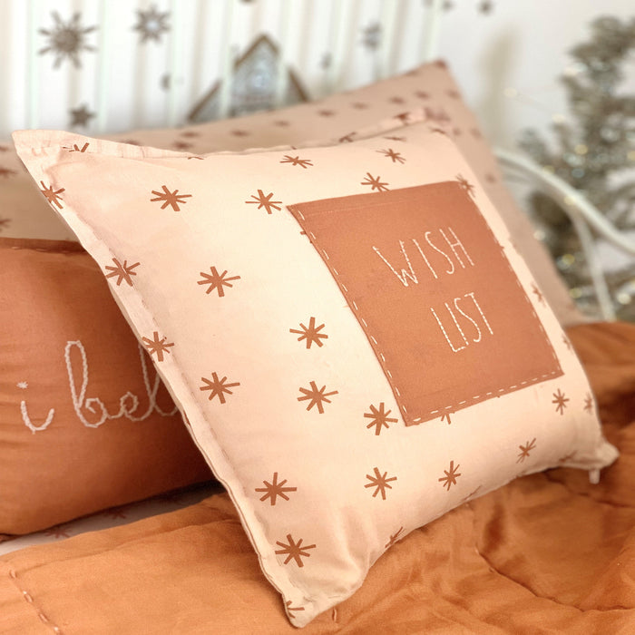Wish List - Cushion Hand printed Star Print 40 x 40 cm