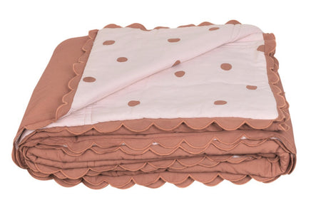 Quilt Single Bed Polkadot Pink/Terracotta