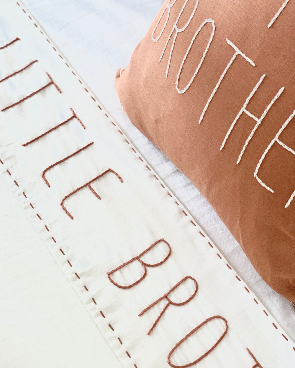 Little Brother Cot Sheet Ivory / Bran Embroidery