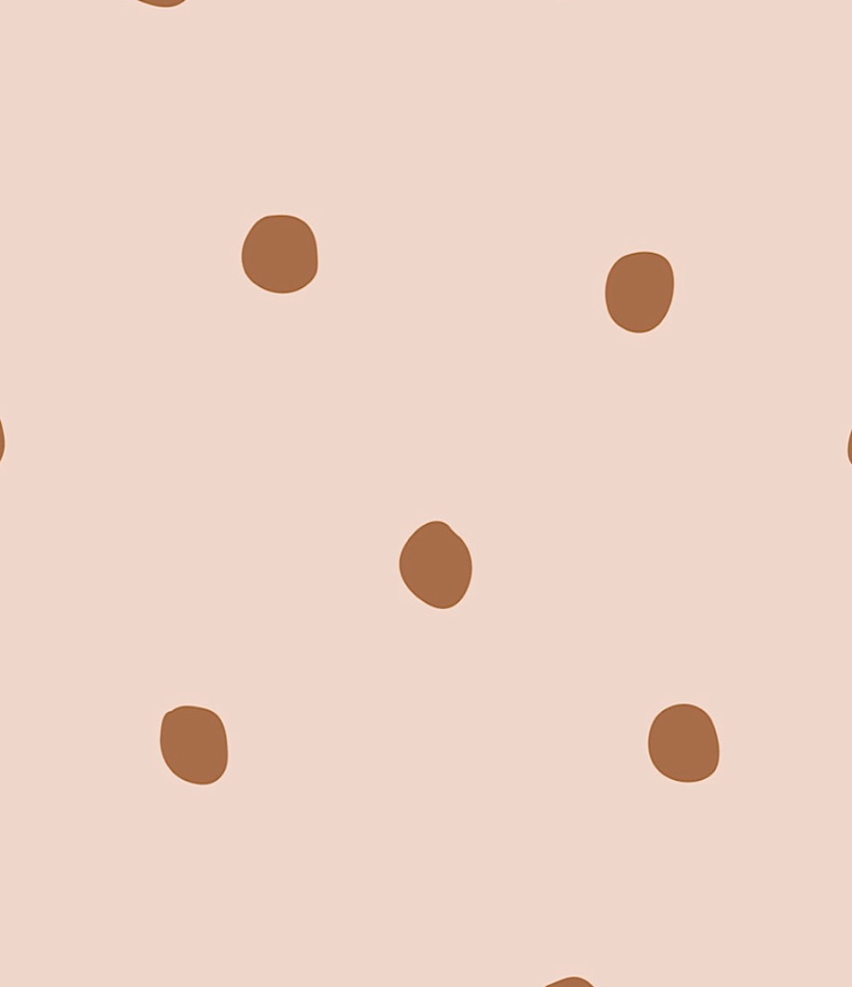 Polka dot print on reverse of ginger bread house cushion pink and tan spot 