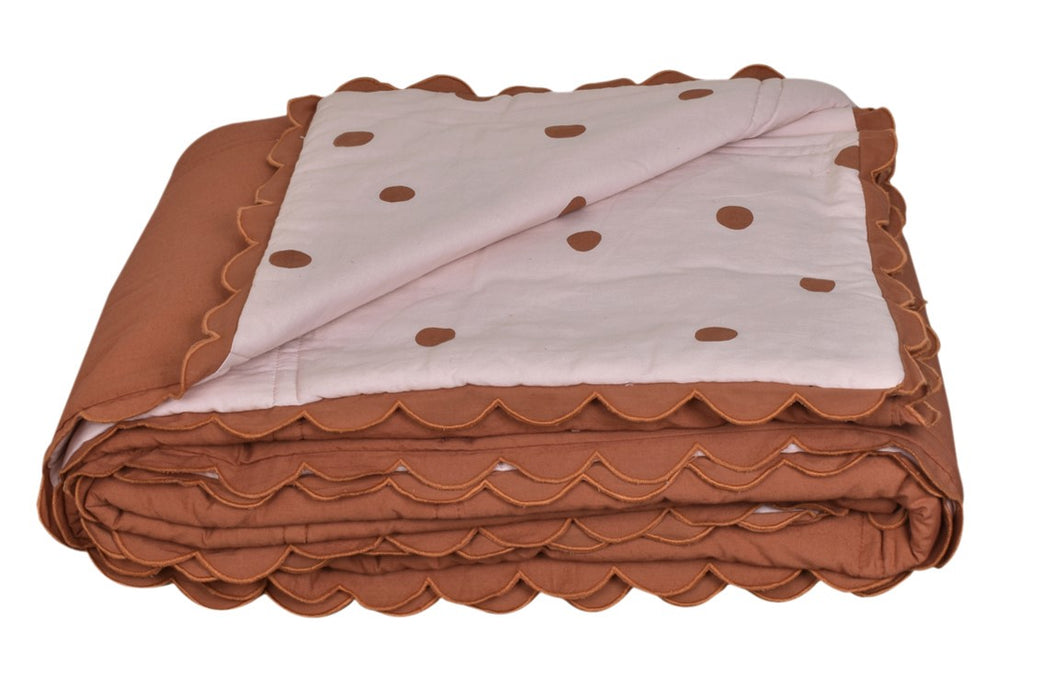 Quilt Single Bed Polkadot Pink/Terracotta